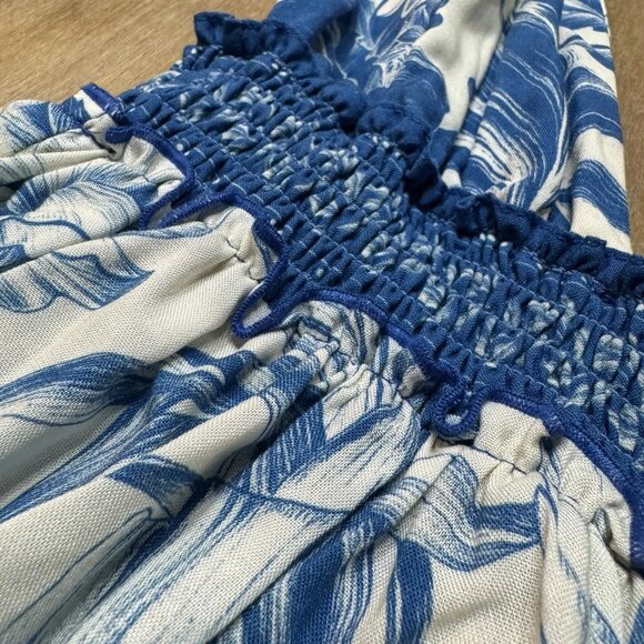 Women’s Agua Bendita Maona Mini Dress Large Halter Neck Stretch Smocked Waist - Picture 8 of 15